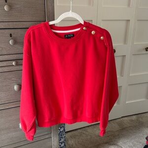 J. Crew Vibrant Red Button-Accent Top